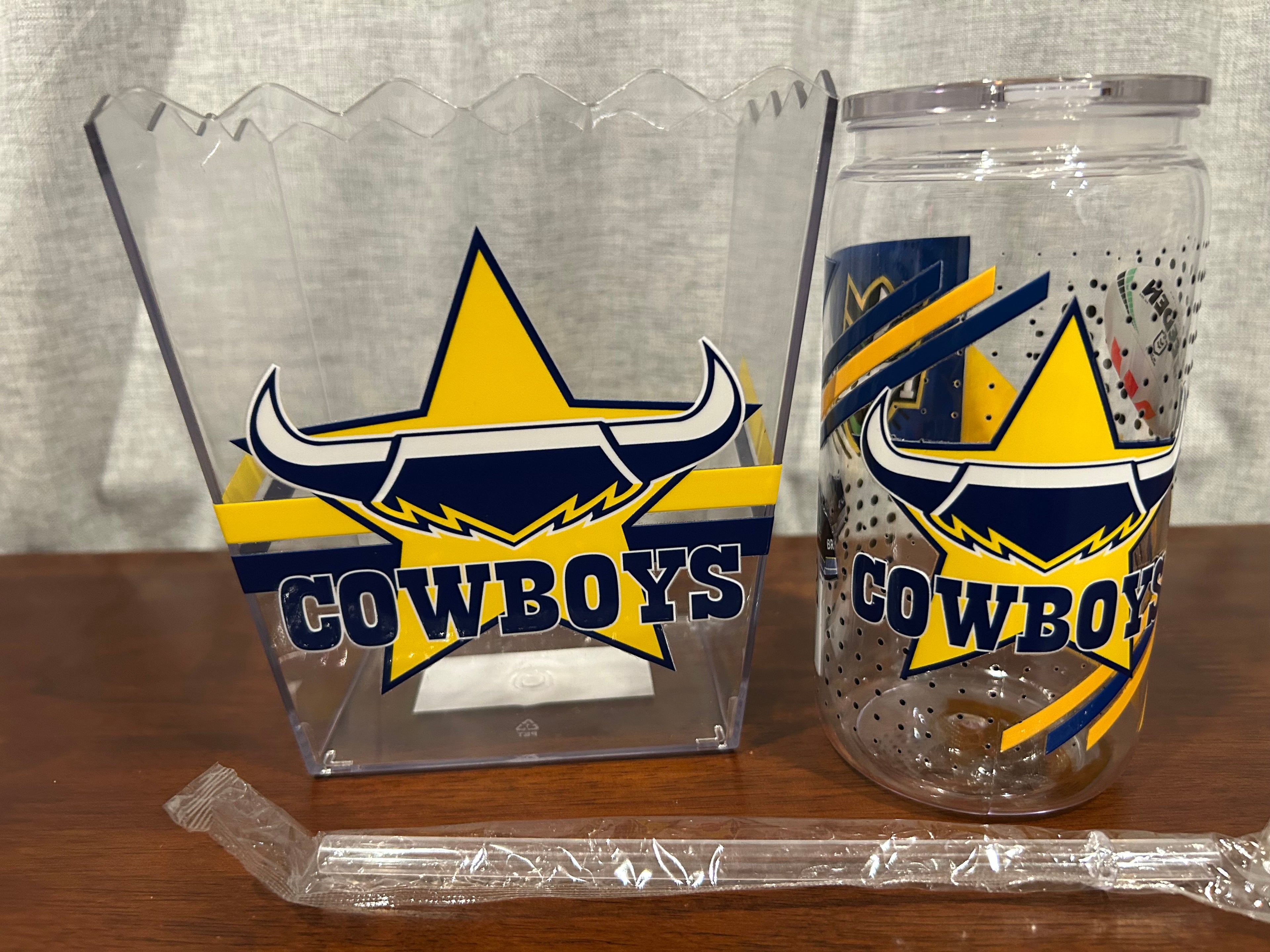NRL POPCORN BIN & CUP SETS