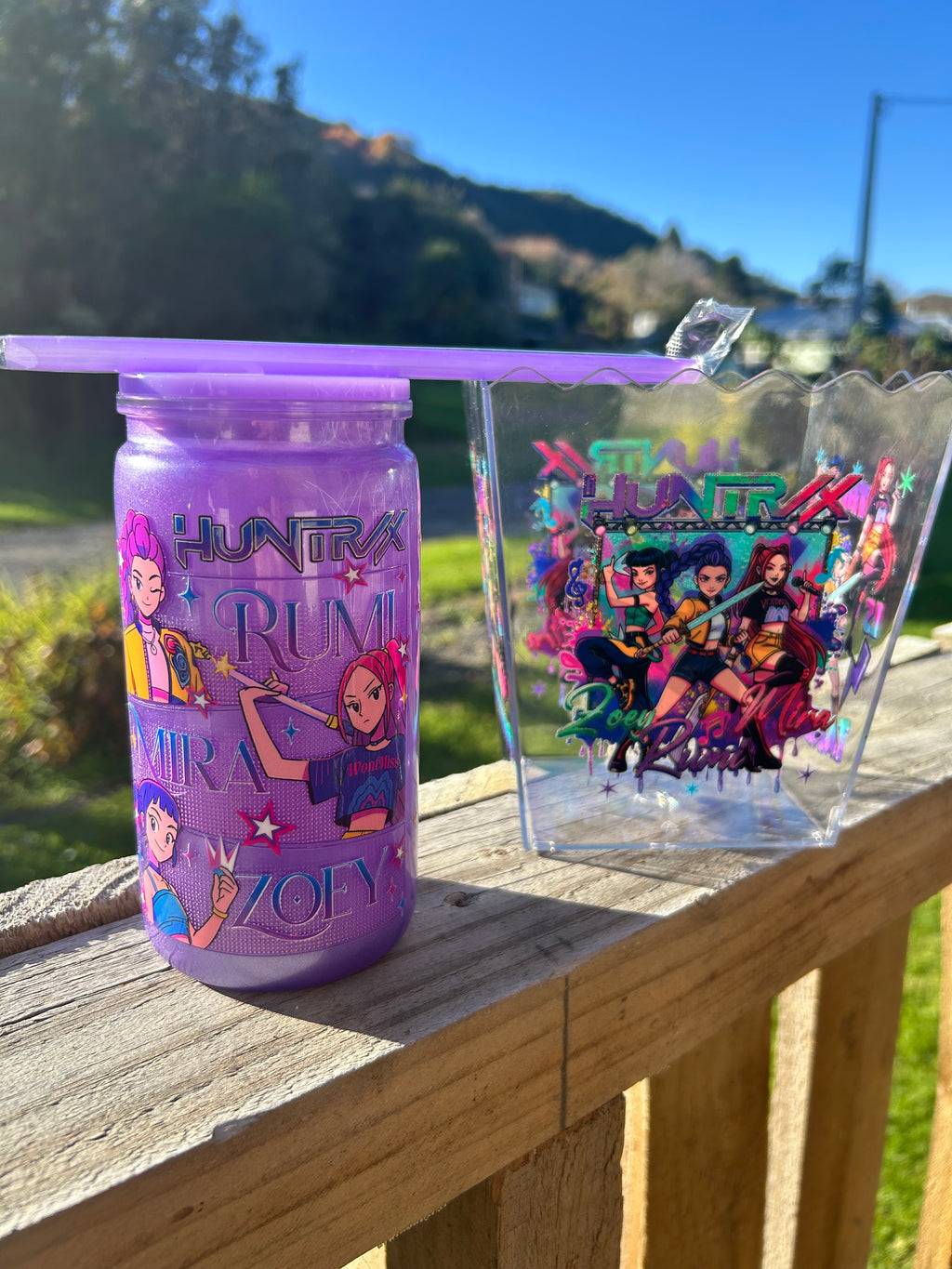 Huntrix Kpop Popcorn bin & tumbler